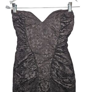 VTG Climax David Howard KAREN OKADA Mini Dress Black Lace 80s Sleeveless 3/4